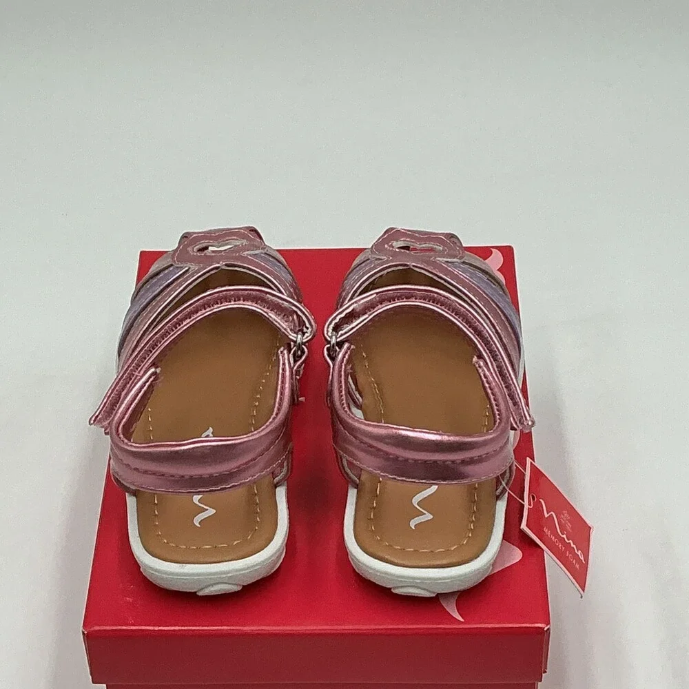 Nina Dallina-T Sandals Girls US 8 M Pink Metallic Toe Caged Ankle Strap Ebay1325